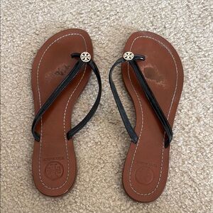 Tory Burch Black and Brown Minimalist Sandals